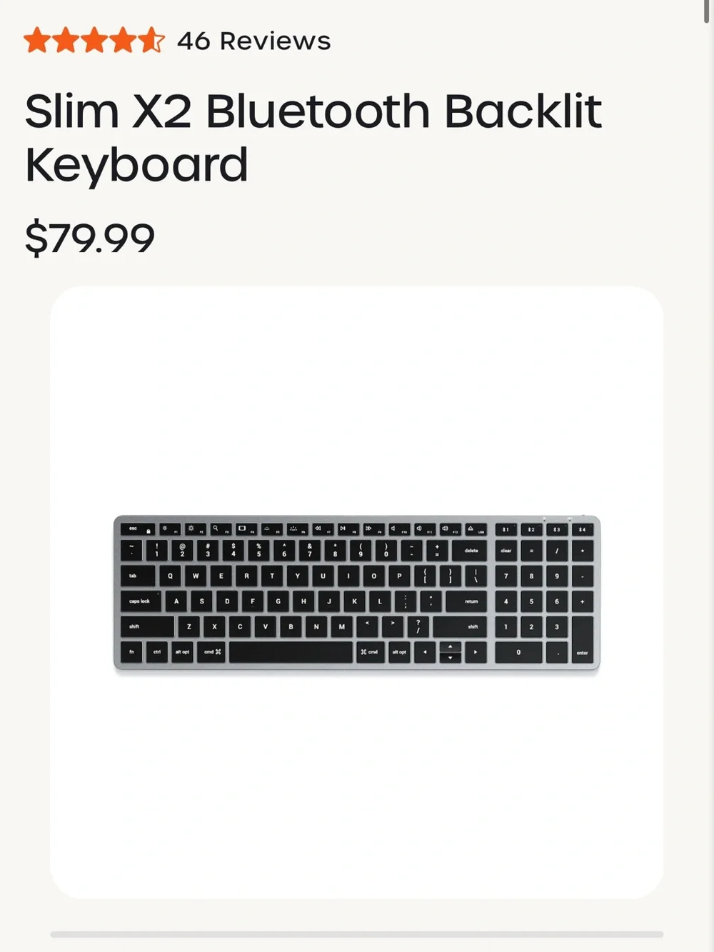 Satechi Slim X2 Bluetooth Wireless Keyboard (for Macs)